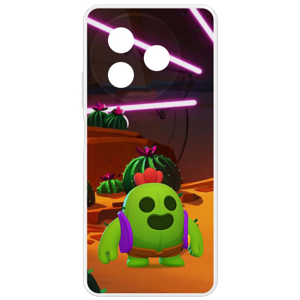 

Чехол-накладка Krutoff Clear Case Brawl Stars-Спайк для Itel S24, Прозрачный
