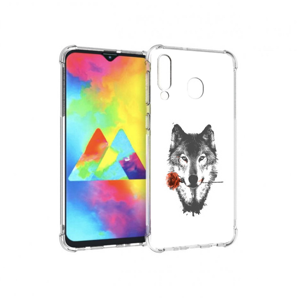 

Чехол MyPads Tocco для Samsung Galaxy M30 волк с розой (PT138437.525.270), Прозрачный, Tocco