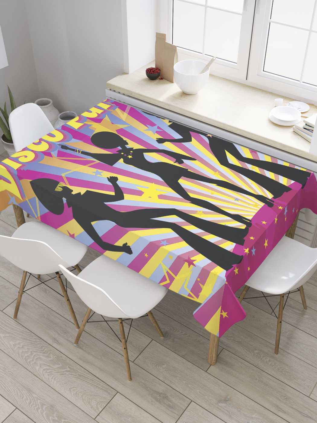 

Скатерть прямоугольная JoyArty "Дискотека" из сатена, 180x145 см, Розовый, Дискотека