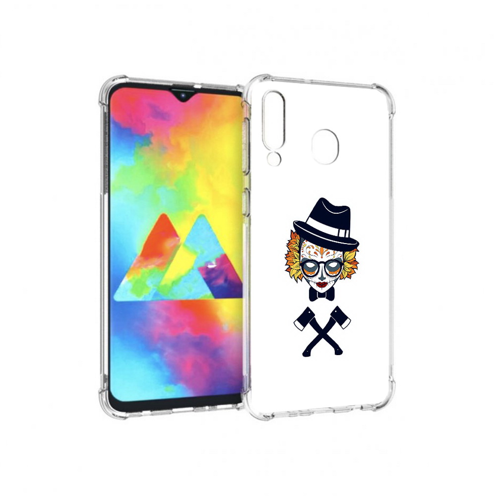 

Чехол MyPads Tocco для Samsung Galaxy M30 девушка в маске с топорами рисунок, Прозрачный, Tocco