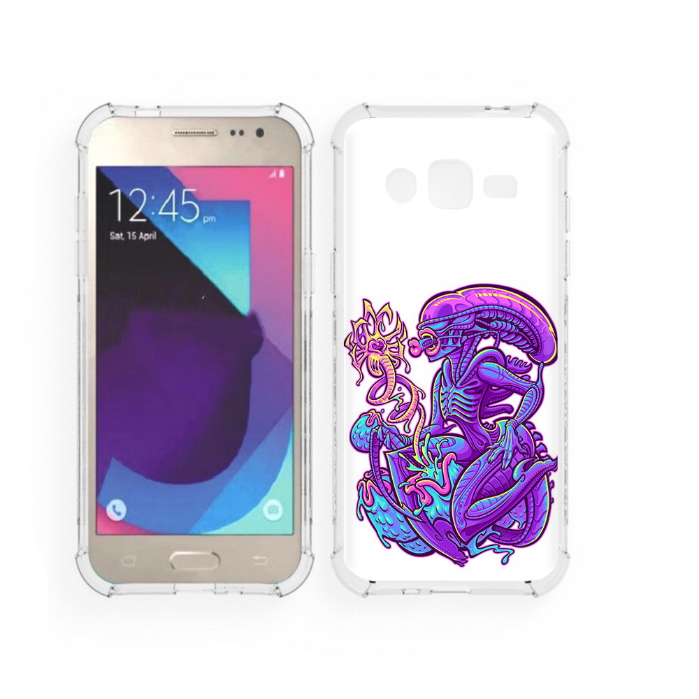 

Чехол MyPads Tocco для Samsung Galaxy J2 чужой фиолетовый цвет (PT226924.572.693), Прозрачный, Tocco