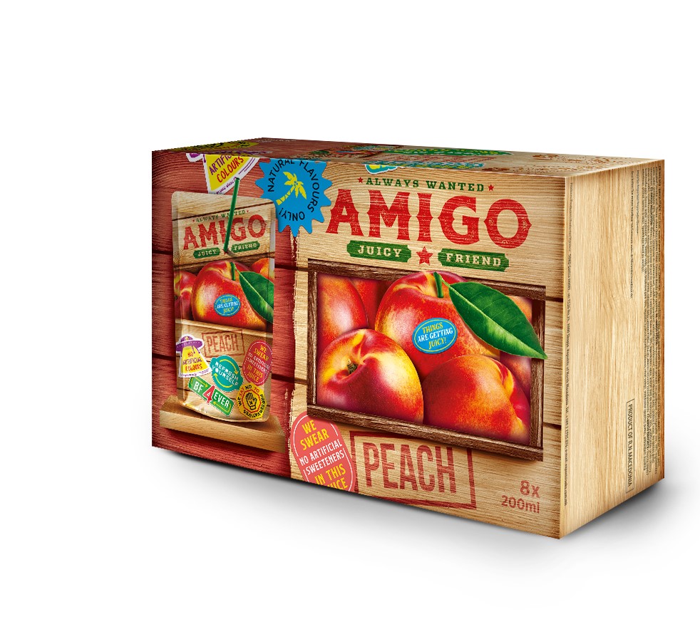 Напиток сокосодержащий Amigo Peach негазированный, 8x200 мл
