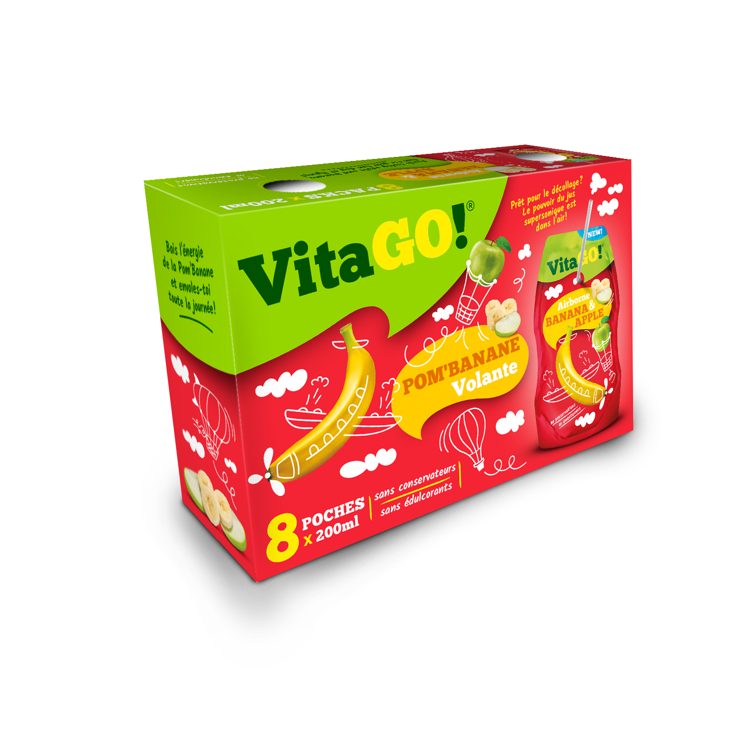 Напиток сокосодержащий Vitago Banana & Apple негазированный, 8x200 мл