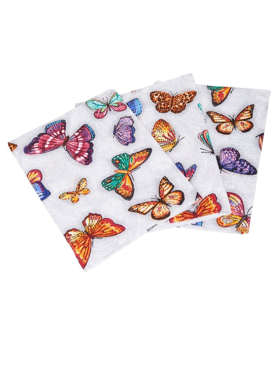 фото Набор вафельных полотенец "всё себе" бабочки набор из 3 штук