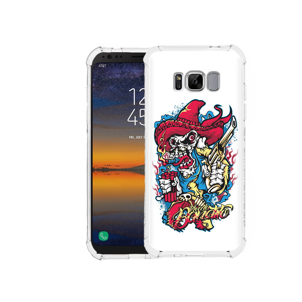 

Чехол MyPads Tocco для Samsung Galaxy S8 нарисованный скелет с писталетом, Прозрачный, Tocco