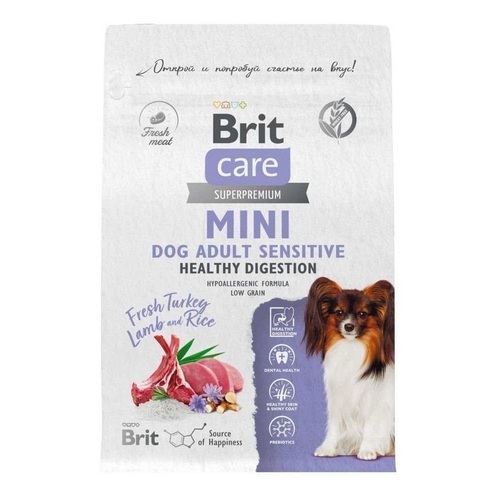 Сухой корм Brit Care Superpremium Mini Dog Adult Sensitive индейка, ягненок для собак 400г