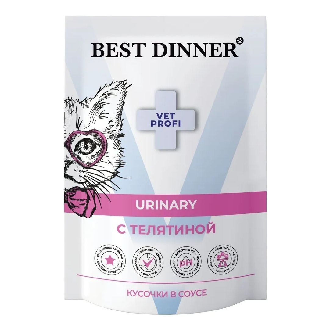 

Влажный корм Best Dinner Exclusive Vet Profi Urinary с телятиной в соусе для кошек 85 г