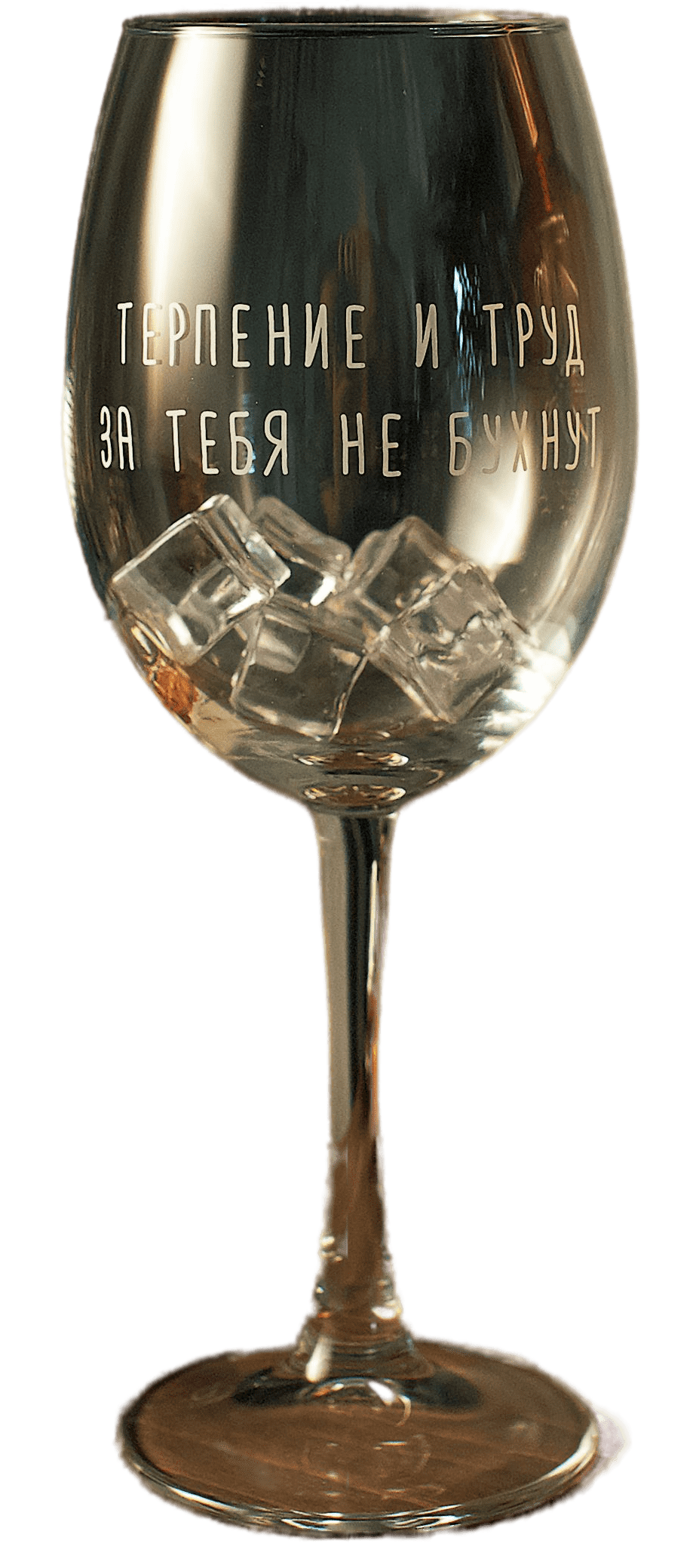 Бокал с гравировкой Art House Glass and Decor Терпение и труд за тебя не бухнут BD017