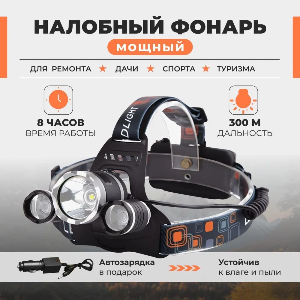 

Фонарь налобный аккумуляторный A2C Trade 1шт, Черный