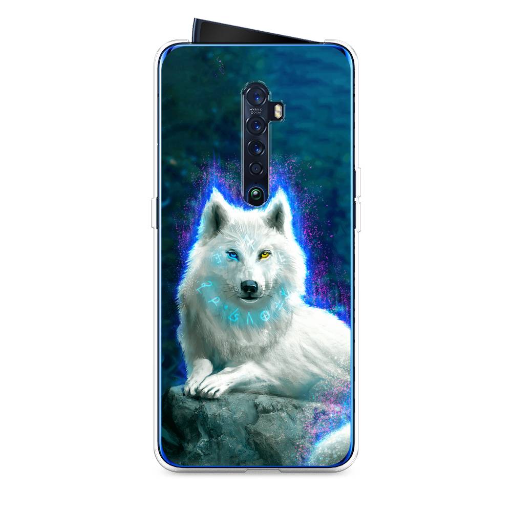 

Чехол Awog на Oppo Reno 2 / Оппо Рено 2 "Белоснежный волк", Белый;зеленый;фиолетовый