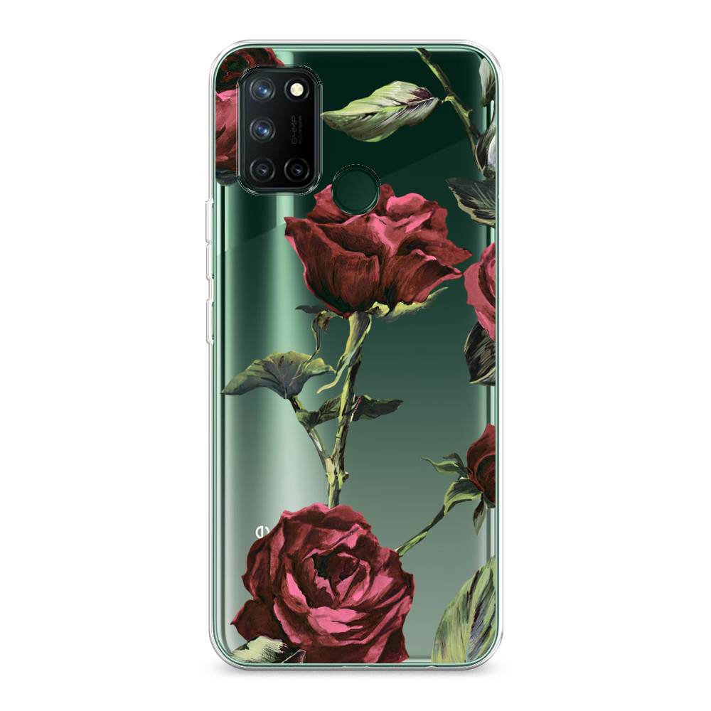 

Чехол Awog на Realme 7i / Реалми 7i "Бордовые розы фон", Красный