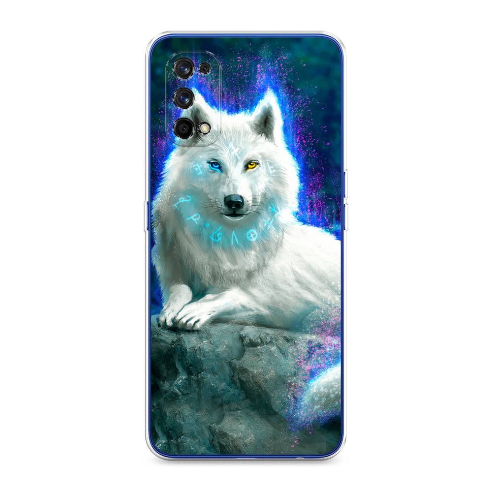 

Чехол Awog на Realme 7 Pro / Реалми 7 Про "Белоснежный волк", Белый;зеленый;фиолетовый