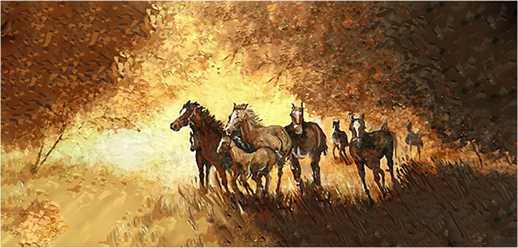 Картина на холсте с подрамником ХитАрт Бегущие лошади 80х38 см
