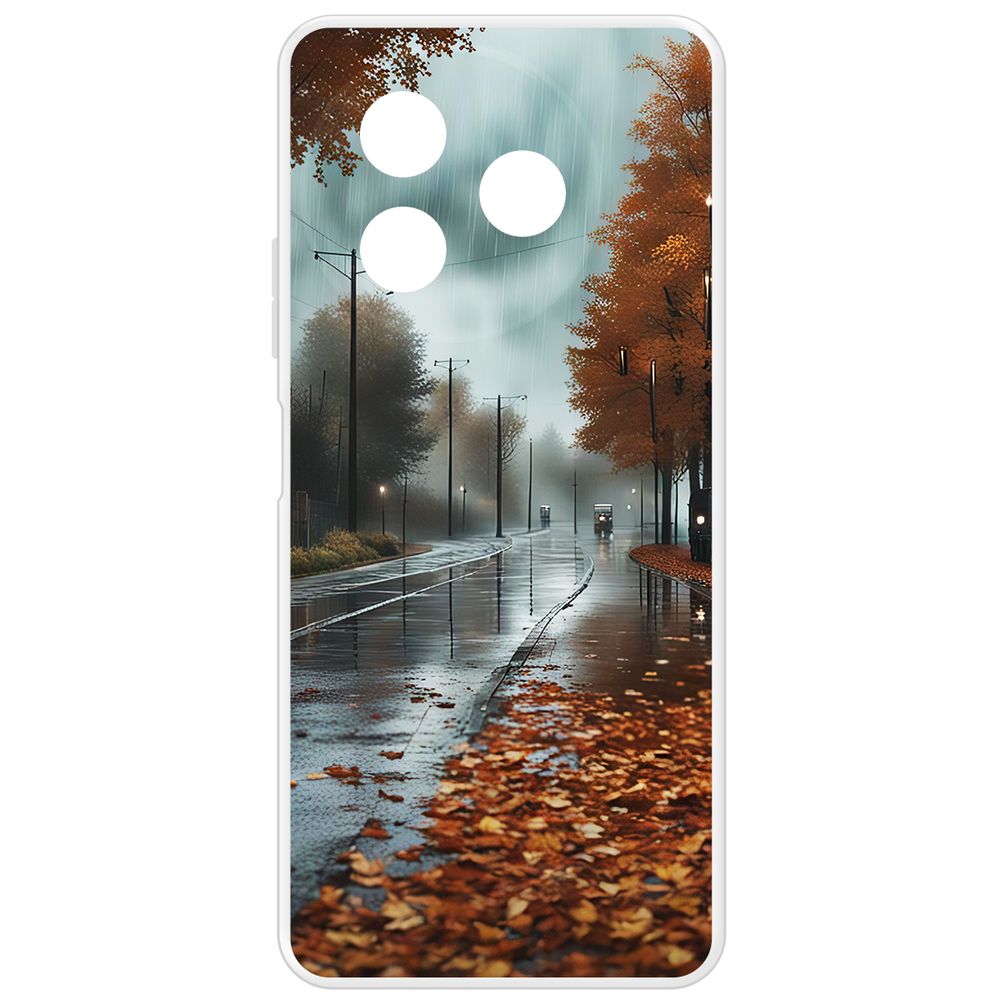 

Чехол-накладка Krutoff Clear Case Осенний дождь для Itel S24, Прозрачный