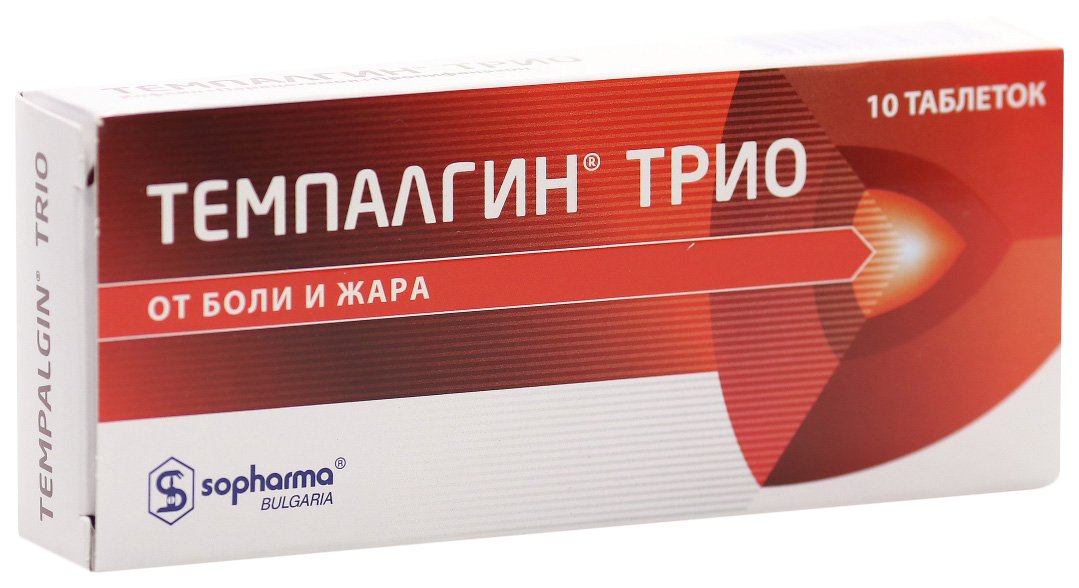Купить Темпалгин Трио таблетки 250 мг + 150 мг + 50 мг 10 шт., Sopharma