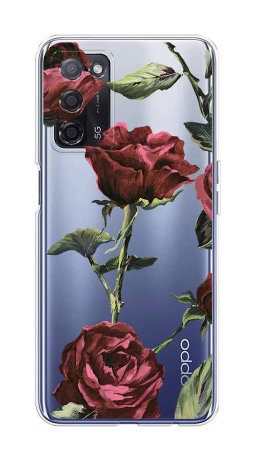 

Чехол Awog на Oppo A55 / Оппо A55 "Бордовые розы фон", Красный