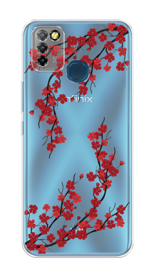 

Чехол на Infinix HOT 10 Lite "Красная сакура", Красный;черный, 3100350-2