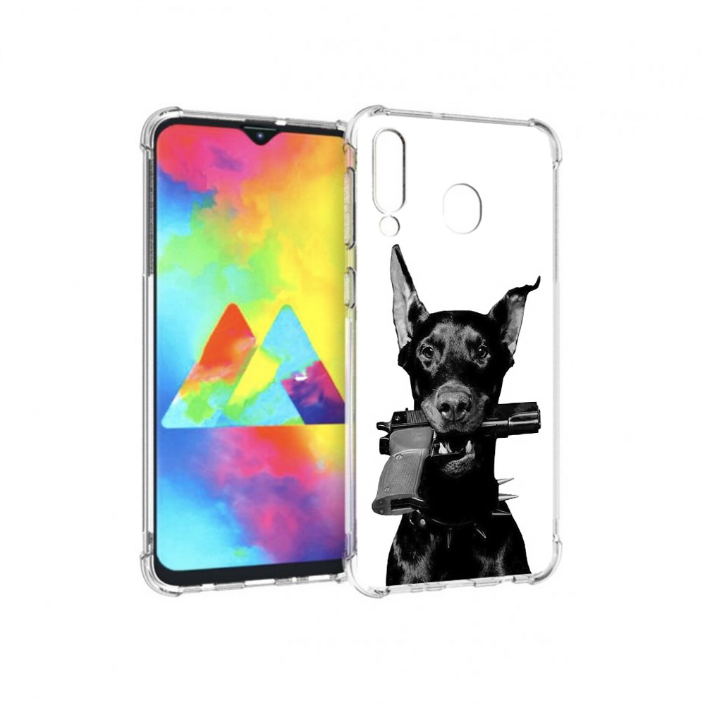 

Чехол MyPads Tocco для Samsung Galaxy M30 доберман с пистолетом (PT138437.525.331), Прозрачный, Tocco