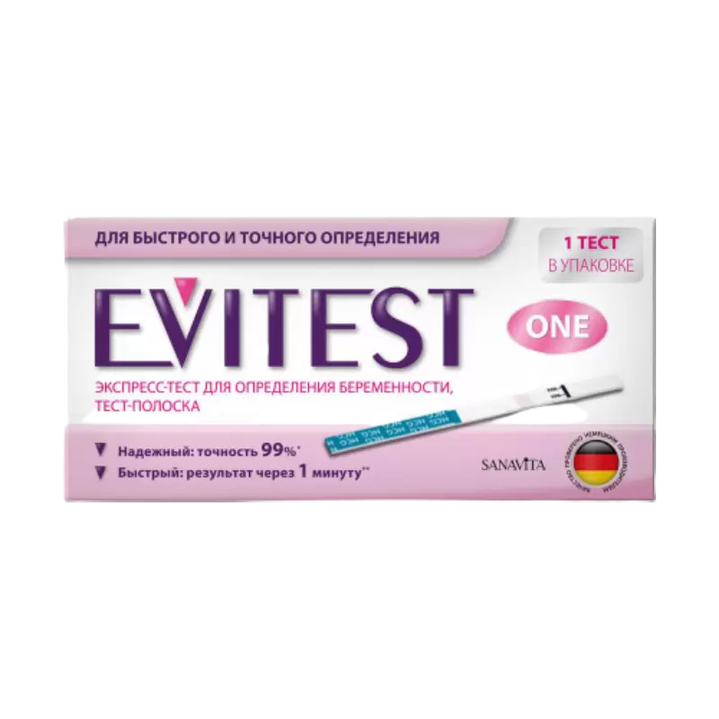 Тест-полоска для определения беременности Evitest One 1 шт.