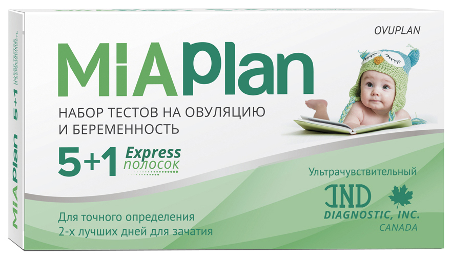 

Тест на овуляцию IND Diagnostic Inc. Миаплан N5 + 1 тест на беременность