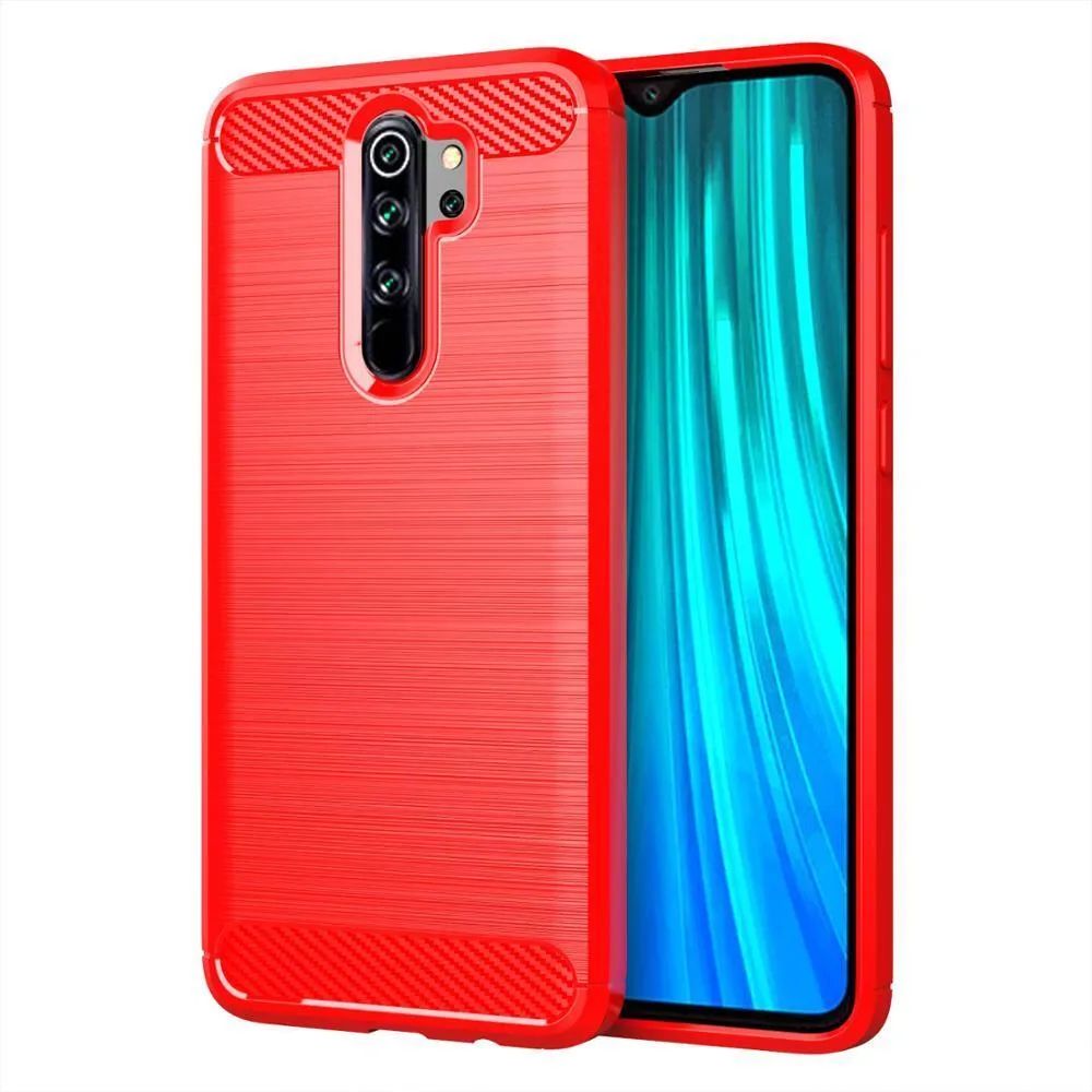 Чехол силиконовый для Xiaomi Redmi Note 9 Carbon series красный