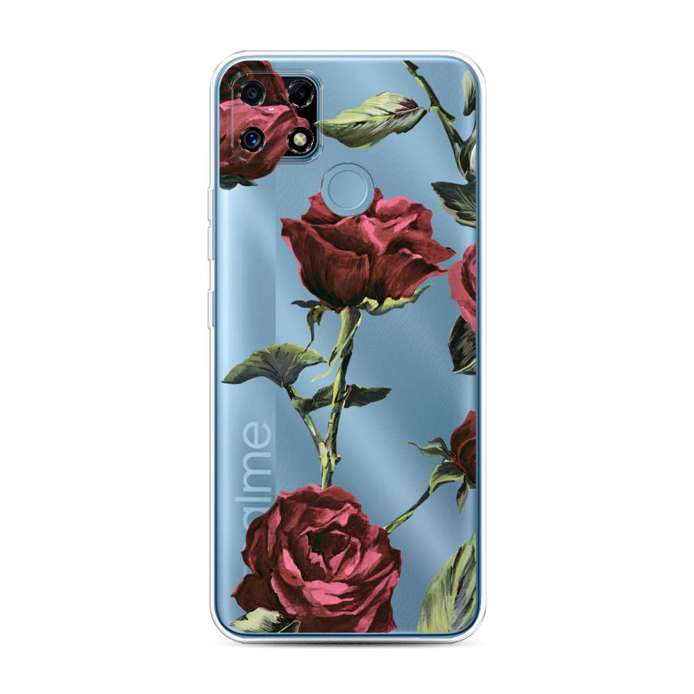 

Чехол Awog на Realme C25s / Реалми C25s "Бордовые розы фон", Красный