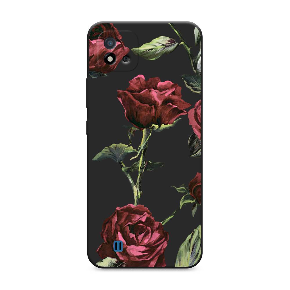 

Чехол Awog на Realme C11 (2021) / Реалми C11 (2021) "Бордовые розы фон", Красный