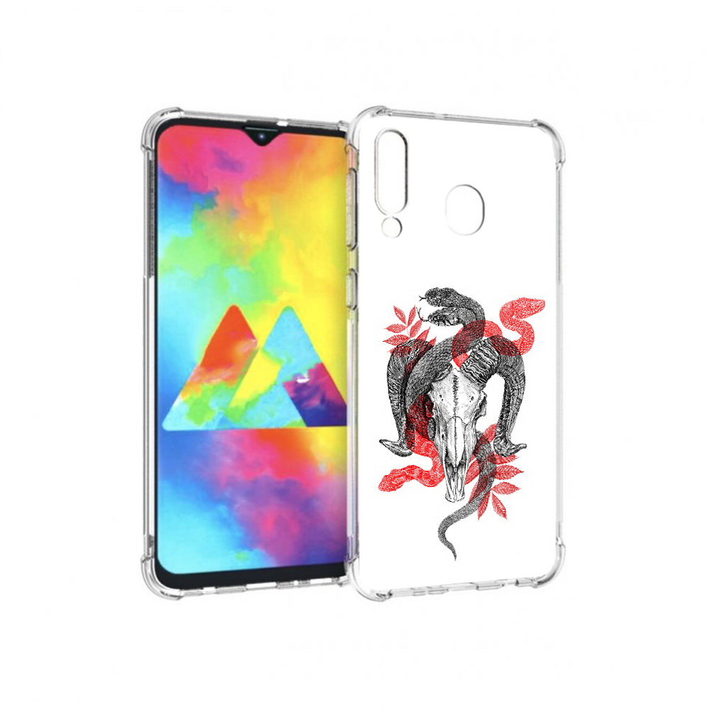 

Чехол MyPads Tocco для Samsung Galaxy M30 змея в черепе рисунок (PT138437.525.365), Прозрачный, Tocco