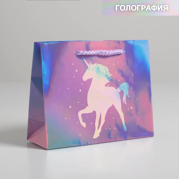 фото Пакет подарочный голографический «unicorn», 15 ? 12 ? 5,5 см дарите счастье