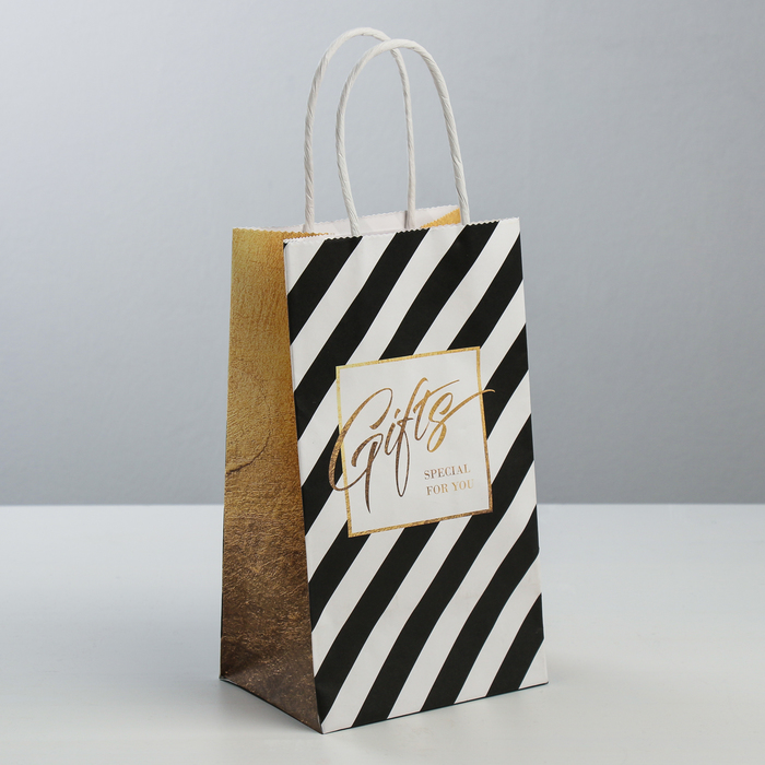 

Пакет подарочный крафт «Gifts», 12 х 21 х 9 см, Разноцветный, Коллекция упаковки "Gift"