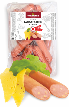 

Сосиски Фамильные Колбасы Баварские с сыром 600 кг