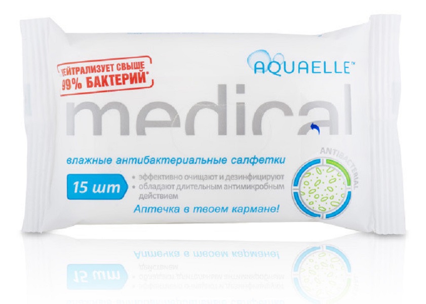 

Салфетки влажные AQUAELLE Medical, антибактериальные, 15шт [am01100878]