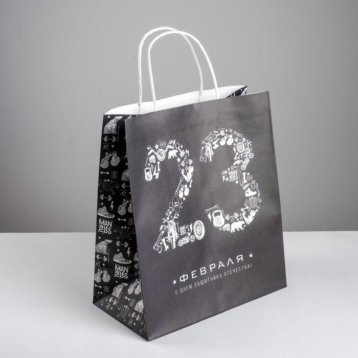 

Пакет подарочный крафт «С Днём защитника Отечества», 32 х 28 х 15 см, Подарочная упаковка 23 февраля