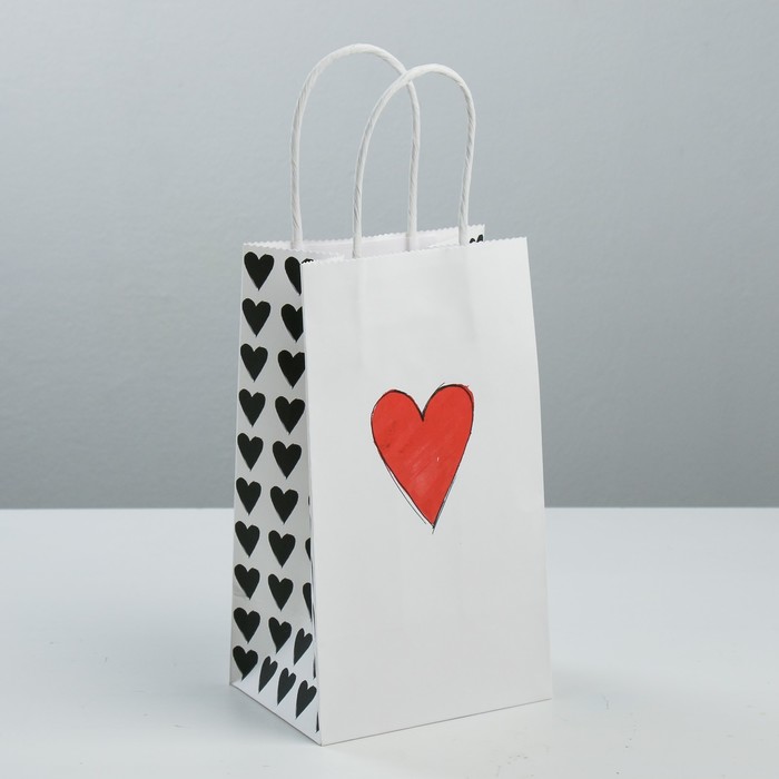 

Пакет подарочный крафтовый «Love you», 12 × 21 × 9 см, Подарочная упаковка 14 февраля