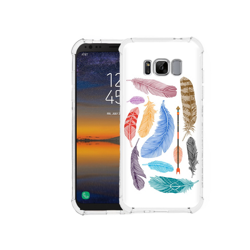 

Чехол MyPads Tocco для Samsung Galaxy S8 разноцветные перья (PT107395.590.572), Прозрачный, Tocco