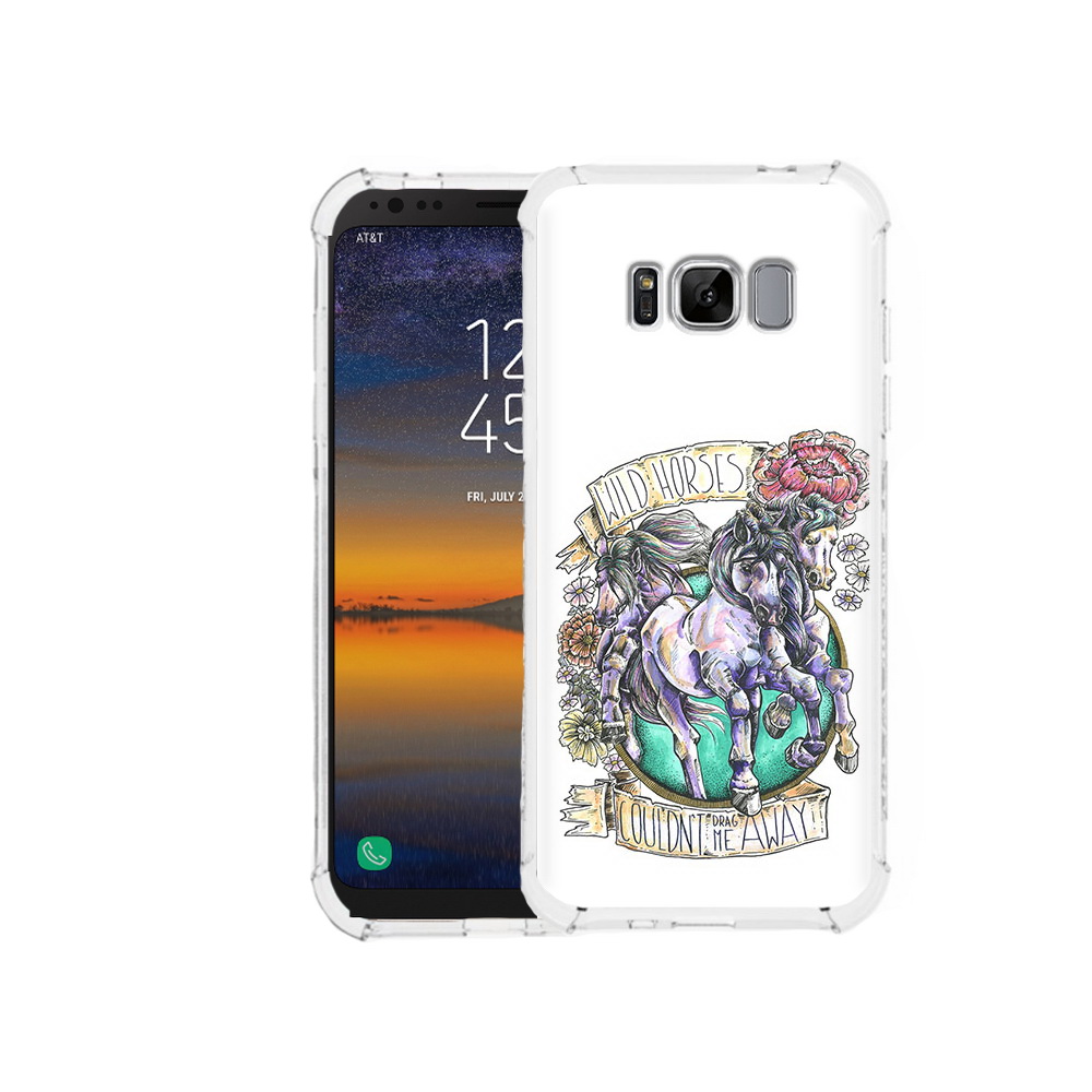 

Чехол MyPads Tocco для Samsung Galaxy S8 рисунок коней в цветах (PT107395.590.582), Прозрачный, Tocco