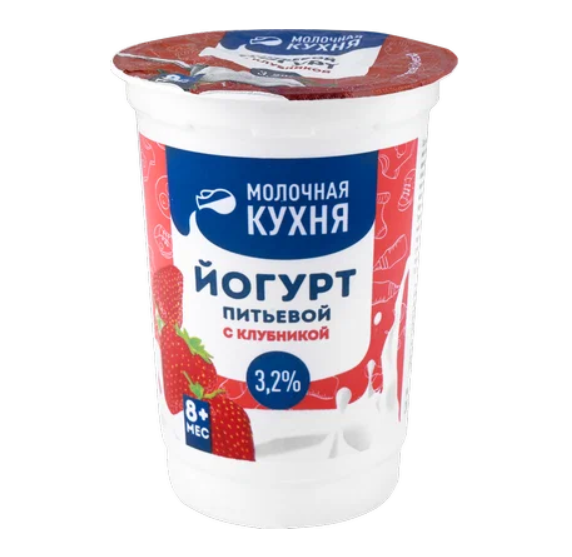 фото Йогурт детский молочная кухня клубника с 8 месяцев 3,2% 240 г