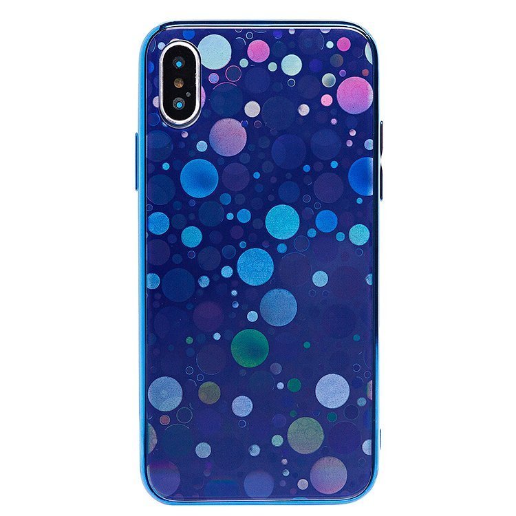 

Чехол iPhone X, iPhone Xs силиконовый со стеклянной вставкой (рис.002/001) <синий>, iPhone X