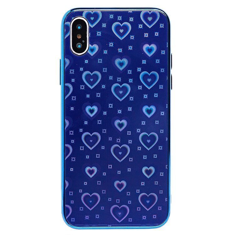 

Чехол iPhone X, iPhone Xs силиконовый со стеклянной вставкой (рис.002/002) <синий>, iPhone X