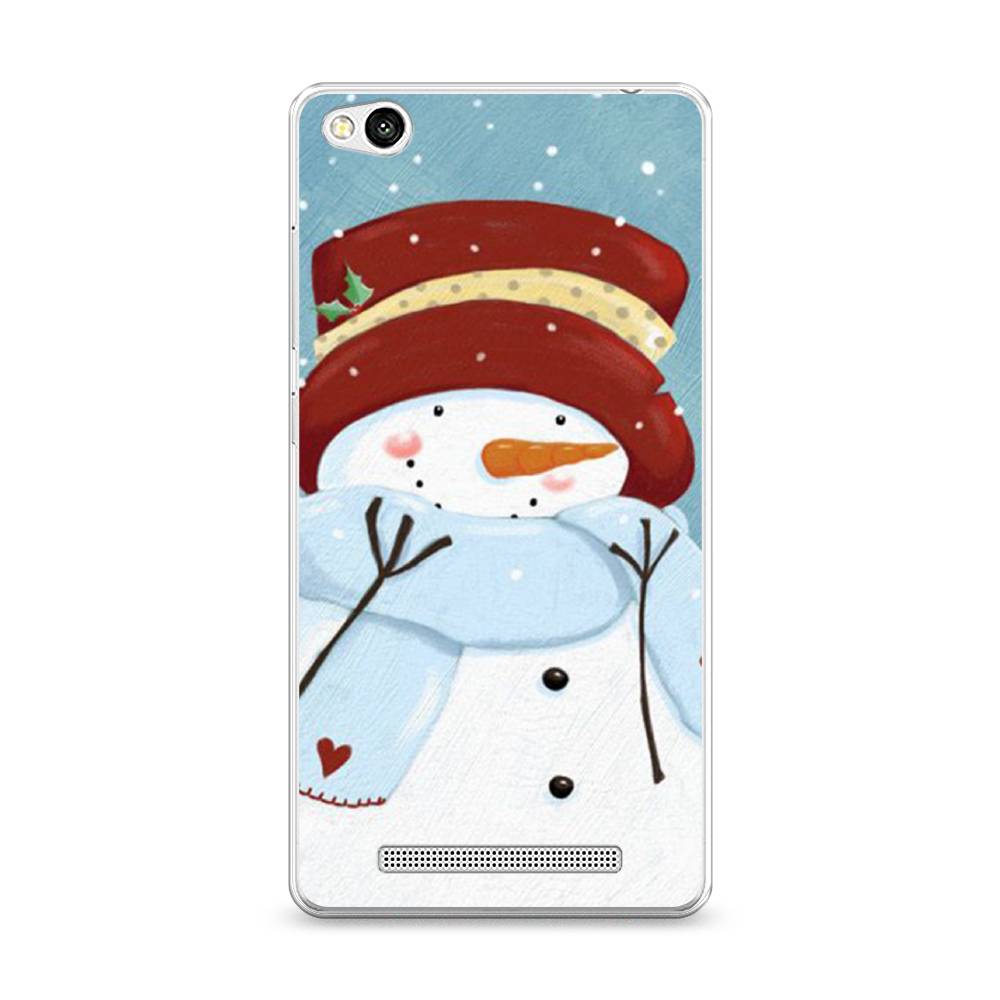 

Чехол для Xiaomi Redmi 3 "Застенчивый снеговик", Голубой;белый;красный, 30850-5