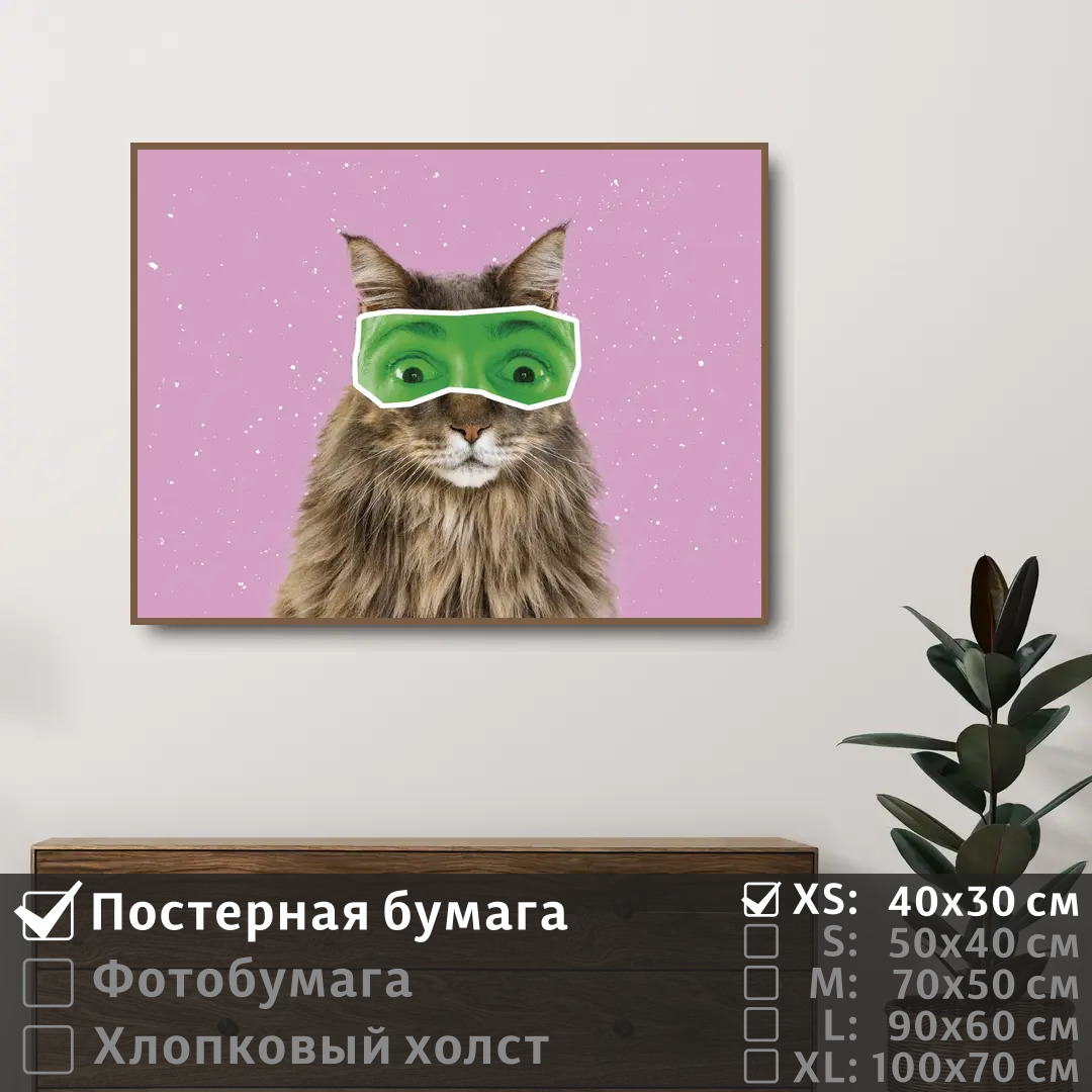 

Постер на стену ПолиЦентр Смешной кот в очках 40х30 см, СмешнойКотВОчках