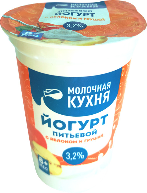 

Йогурт детский Молочная кухня яблоко-груша с 8 месяцев 3,2% 240 г