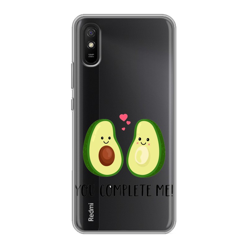 фото Полупрозрачный дизайнерский силиконовый чехол для xiaomi redmi 9a парочка авокадо 100gadgets