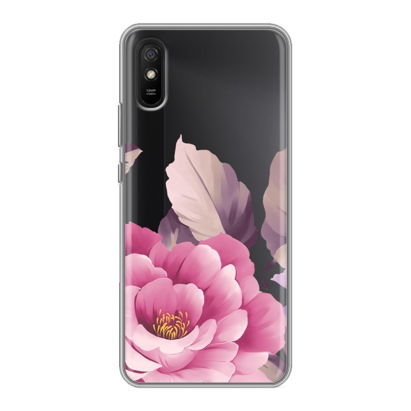 фото Полупрозрачный дизайнерский силиконовый чехол для xiaomi redmi 9a нежные цветы 100gadgets