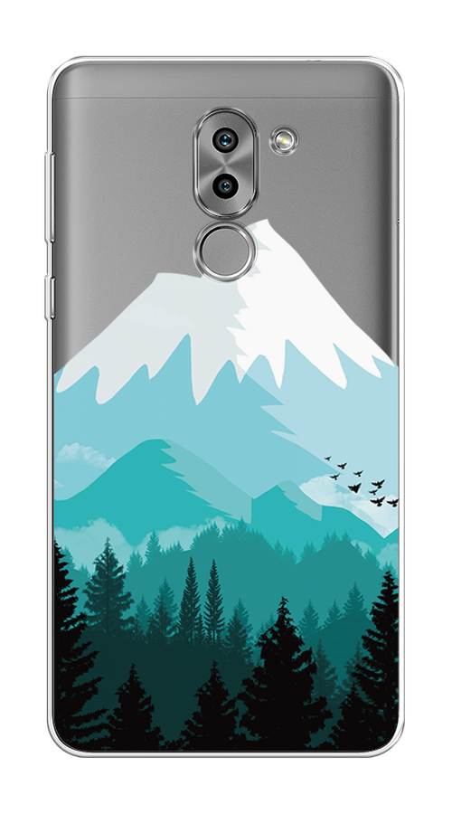 

Чехол на Honor 6X "Синяя снежная гора", Белый;голубой, 60750-2