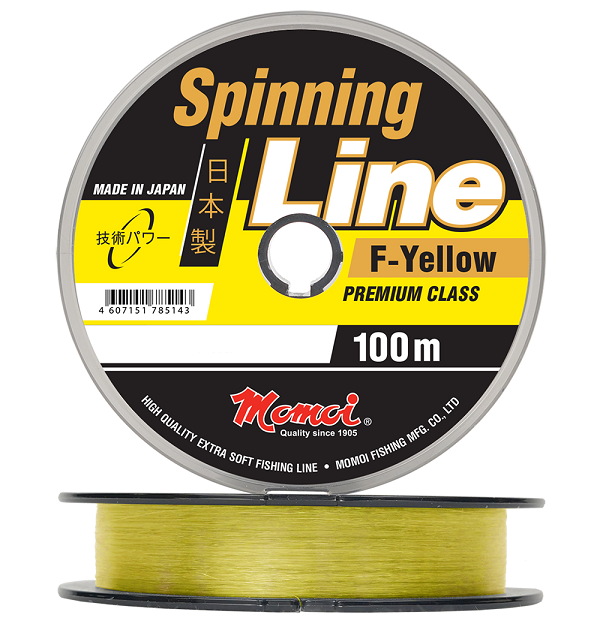 

Леска рыболовная Momoi SpinningLine F-Yellow 0,12 мм тест 1,8 кг длина 100м, Желтый, SpinningLine