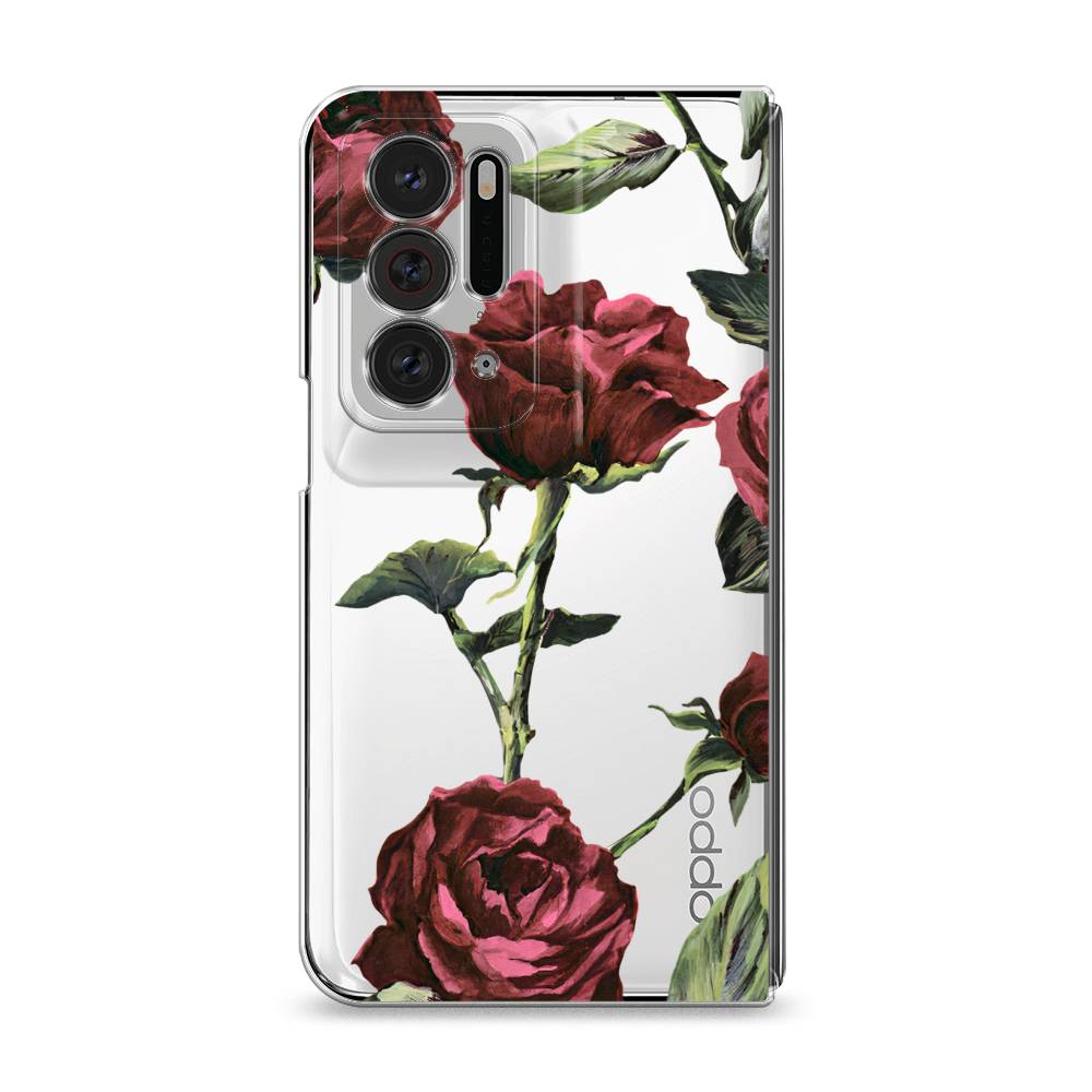 

Чехол Awog на Oppo Find N / Оппо Финд Н "Бордовые розы фон", Красный