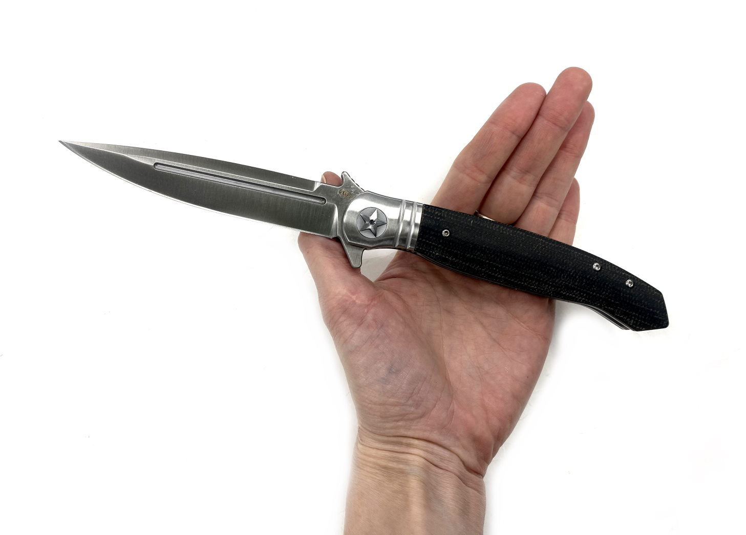 Нож Reptilian Финка 3-2 большая складная, сталь D2, рукоять микарта, нквд3-2