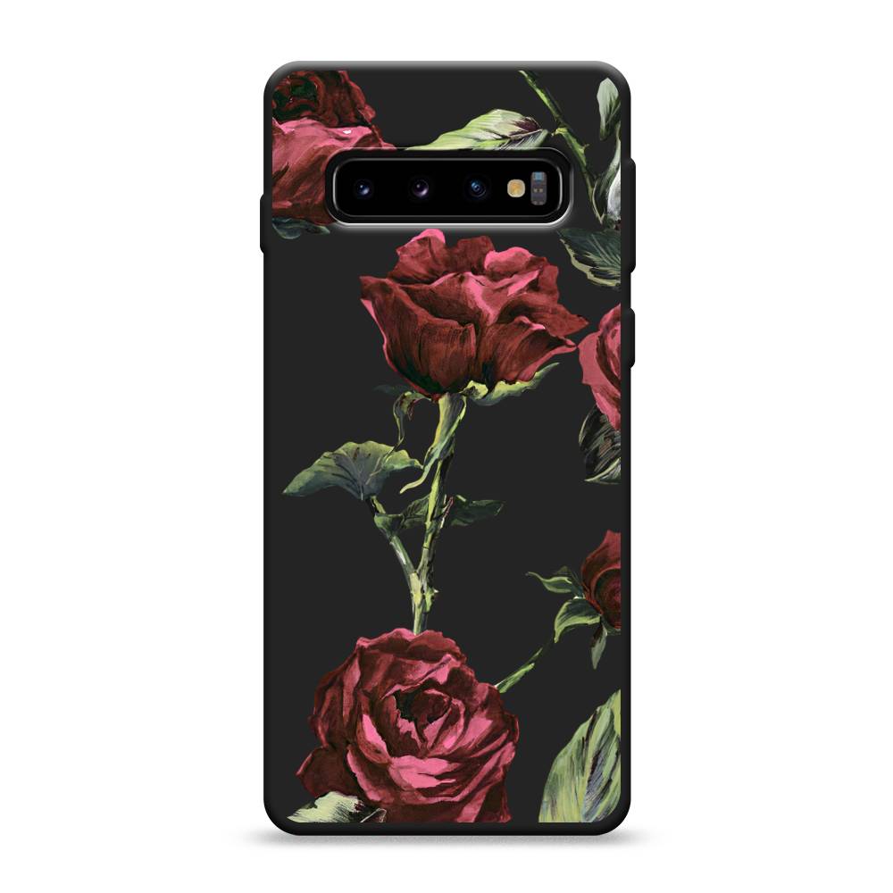 

Чехол Awog на Samsung Galaxy S10 / Самсунг Галакси S10 "Бордовые розы фон", Красный