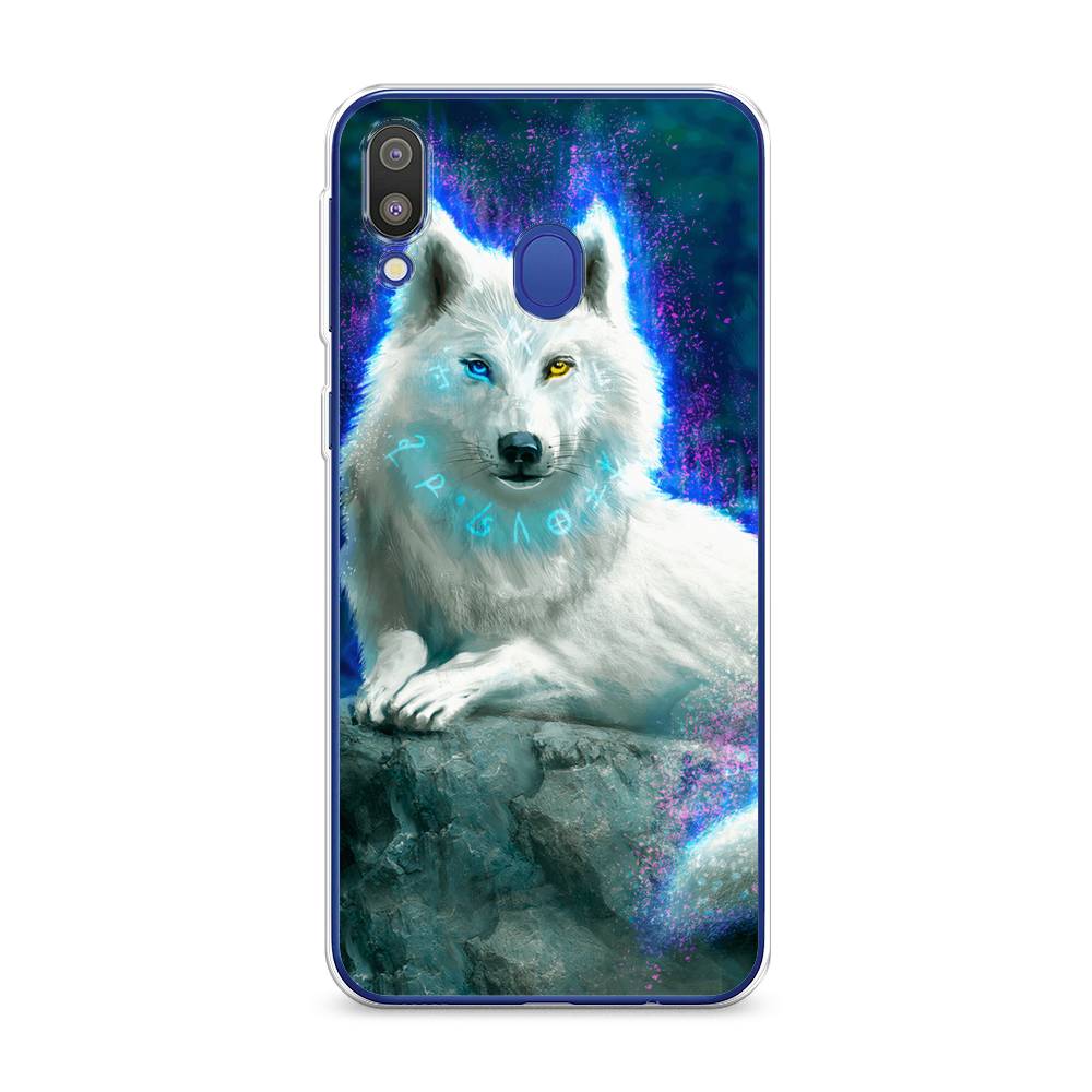 Чехол Awog  на Samsung Galaxy M20 / Самсунг Галакси М20 Белоснежный волк